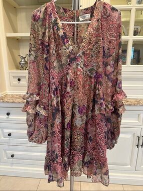 Dress Forum Paisley Floral Pink and Purple Boho Dress